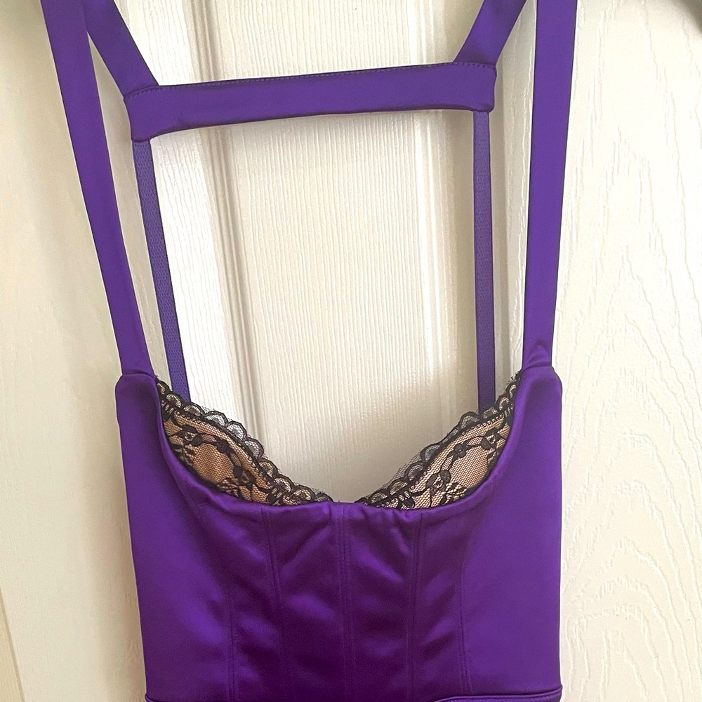 Bebe xxs dress bra corset style purple satin/silk